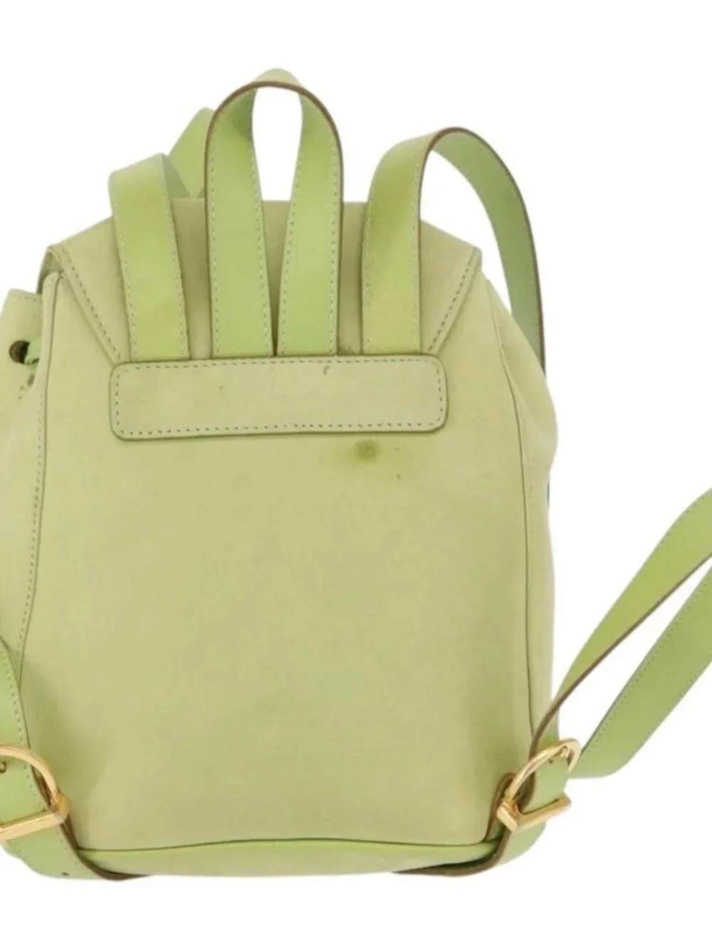 Salvatore Ferragamo Backpack Suede Gold Light green Auth 159800